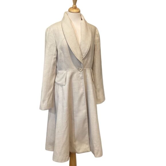Anthropologie Evaline Textured Coat Natural Sz 8 - Picture 6 of 16